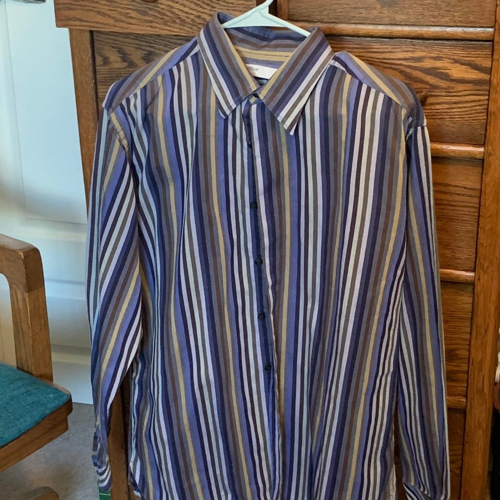 Perry Ellis Striped Dress shirt Large